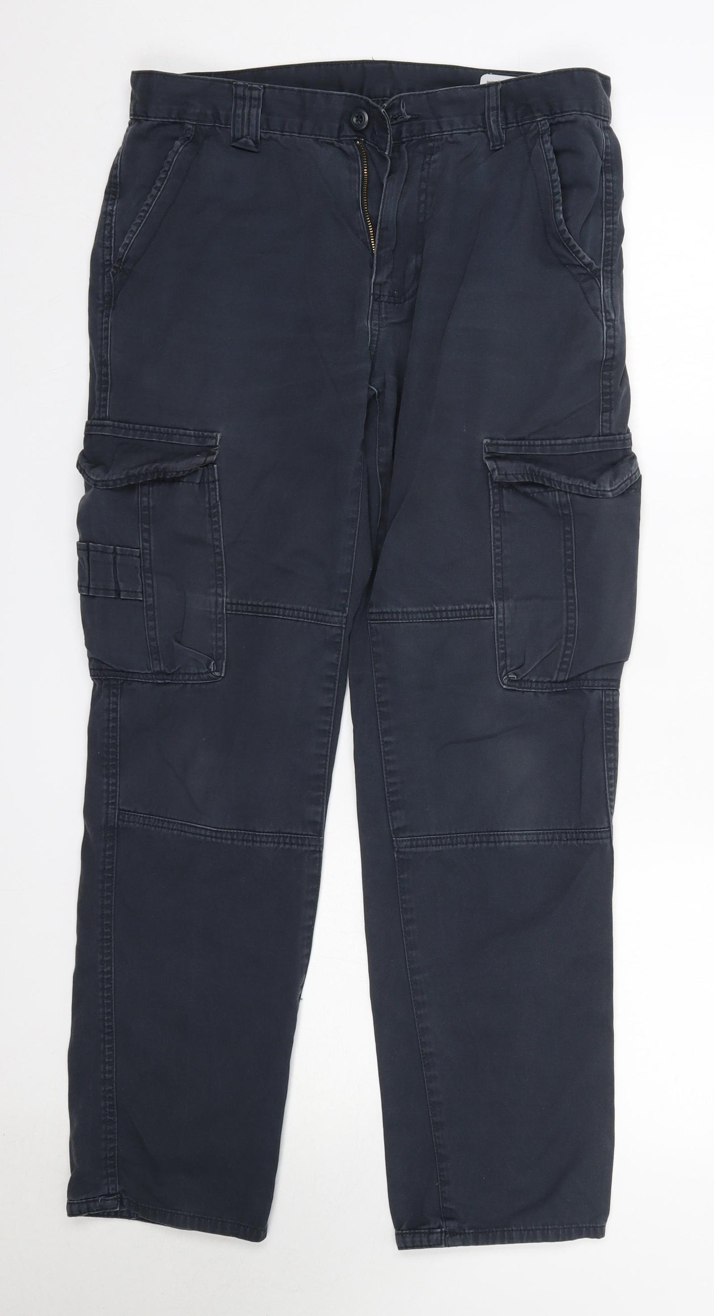 Primark Mens Blue  Cotton Cargo Trousers Size 32 in L32 in Regular