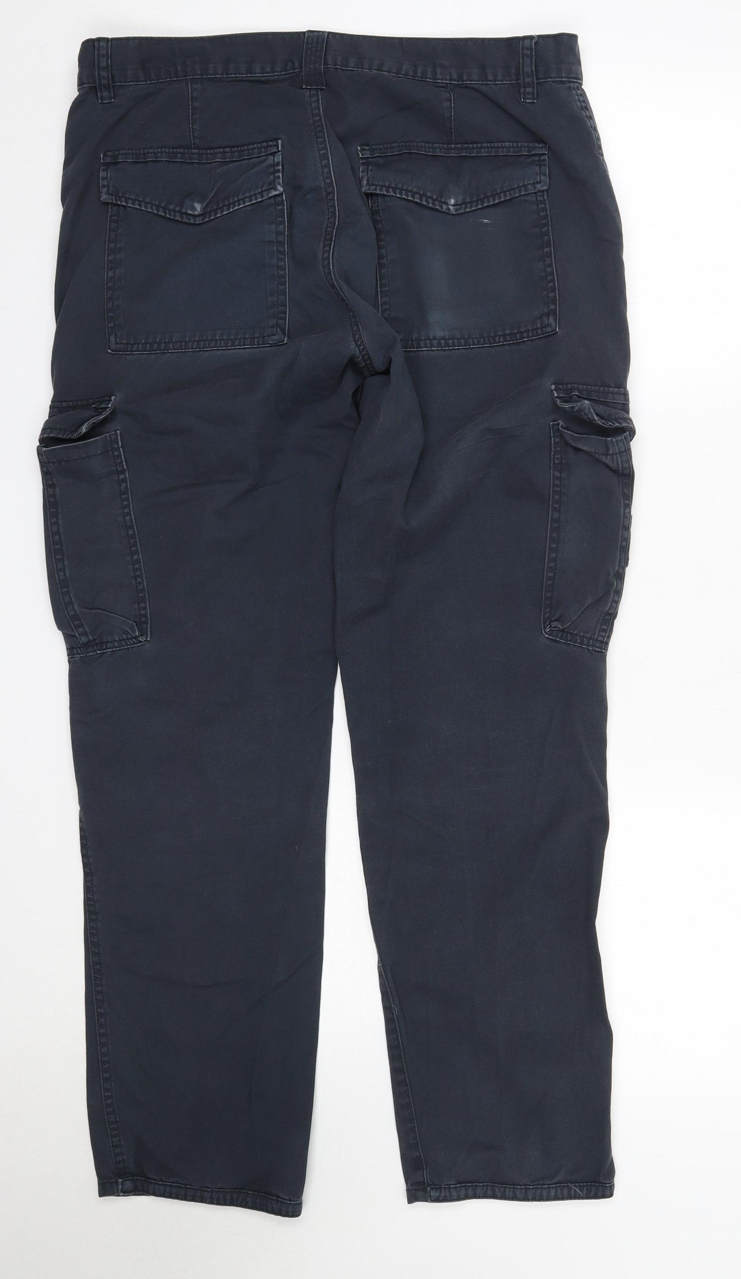 Primark Mens Blue  Cotton Cargo Trousers Size 32 in L32 in Regular