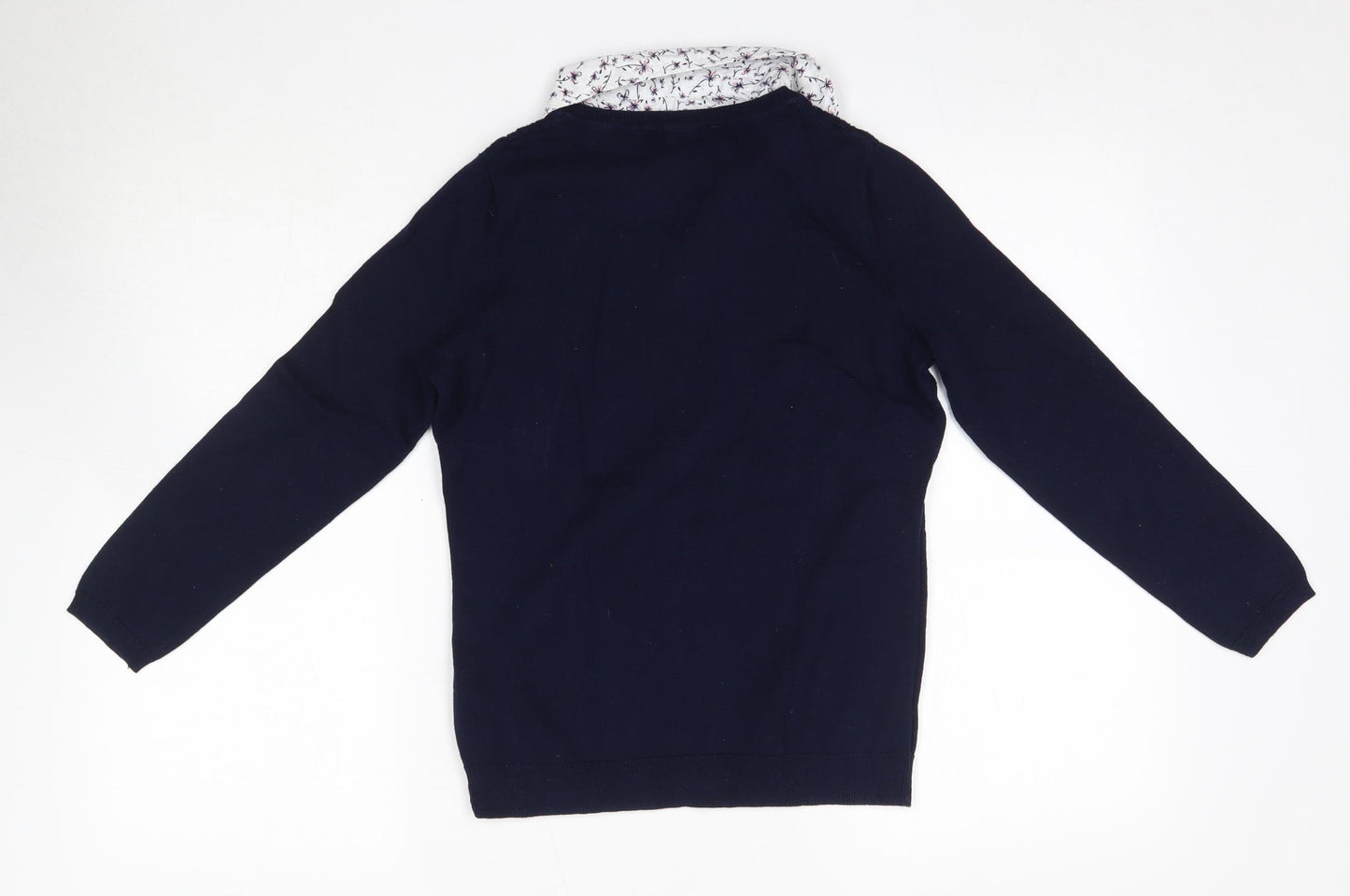 Bonmarché Womens Blue Collared  100% Cotton Pullover Jumper Size 8