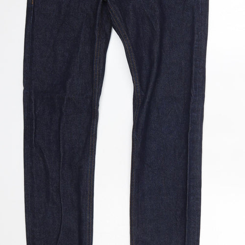 Topman Mens Blue  Cotton Straight Jeans Size 28 in L34 in Slim
