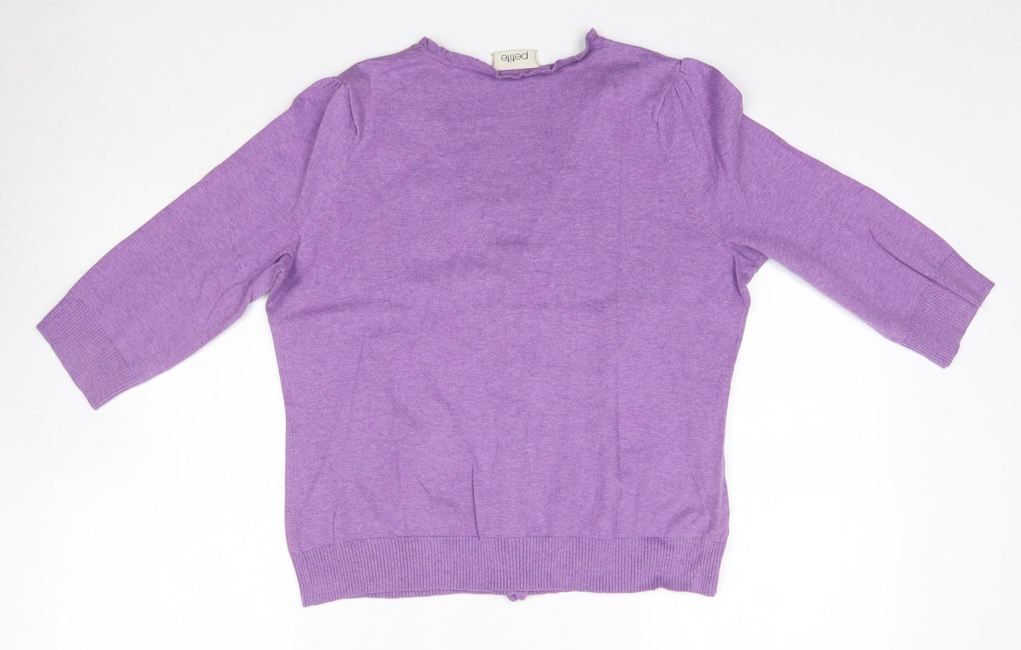 BHS Womens Purple V-Neck  Cotton Cardigan Jumper Size 16
