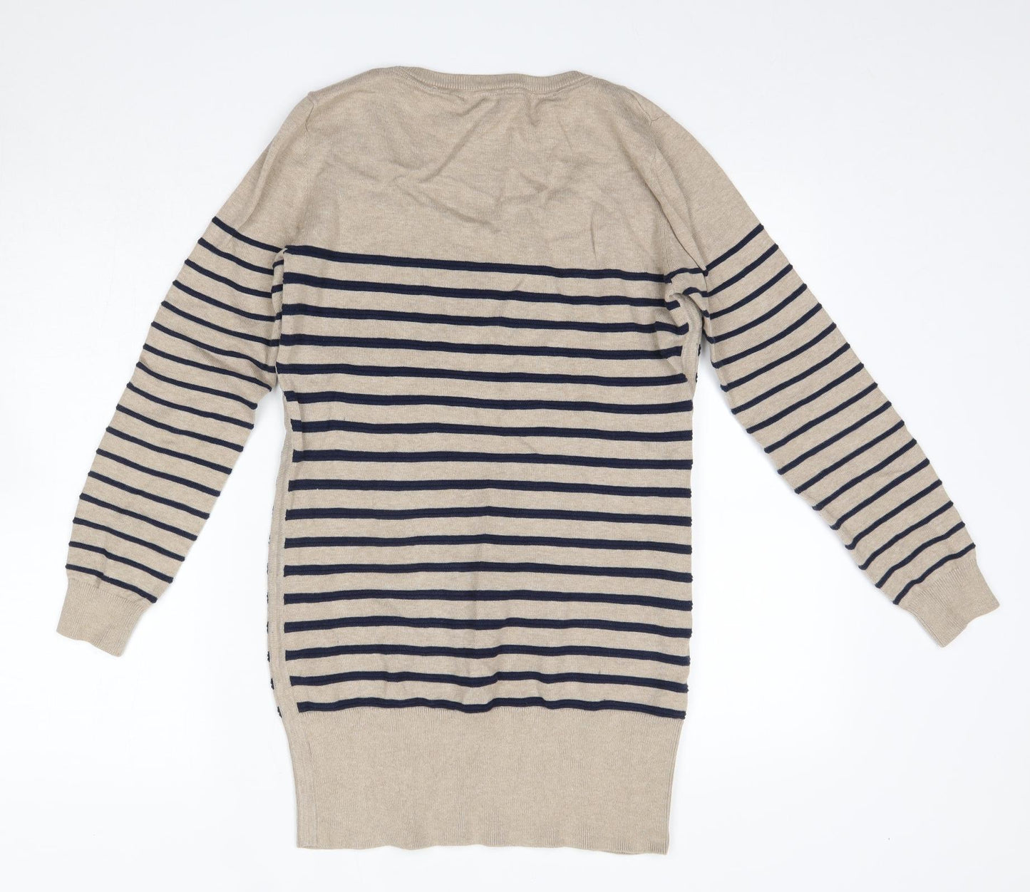 Crew Clothing Womens Brown Round Neck Striped 100% Cotton Pullover Jumper Size 12