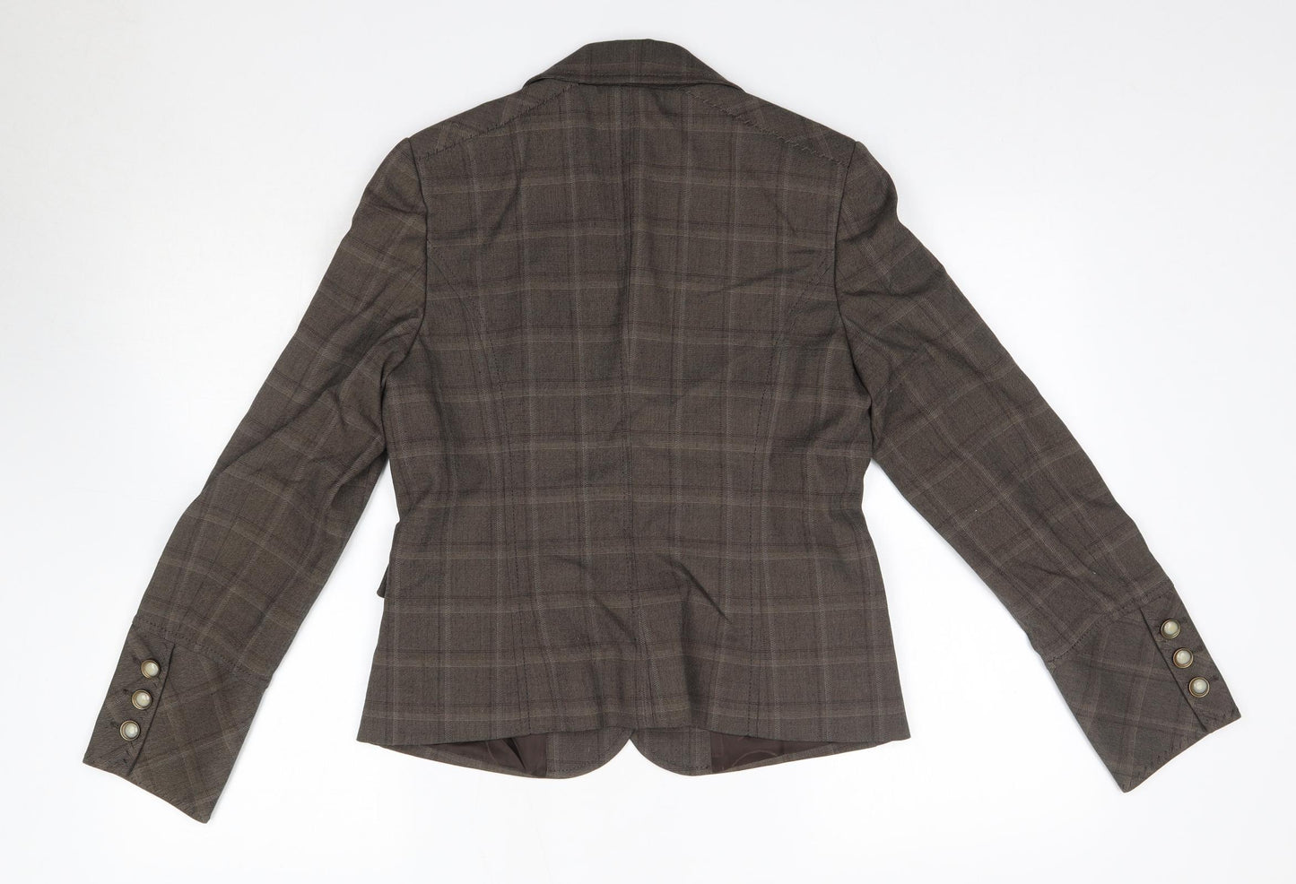 Mariella Rosati Womens Brown Check  Jacket Blazer Size 16