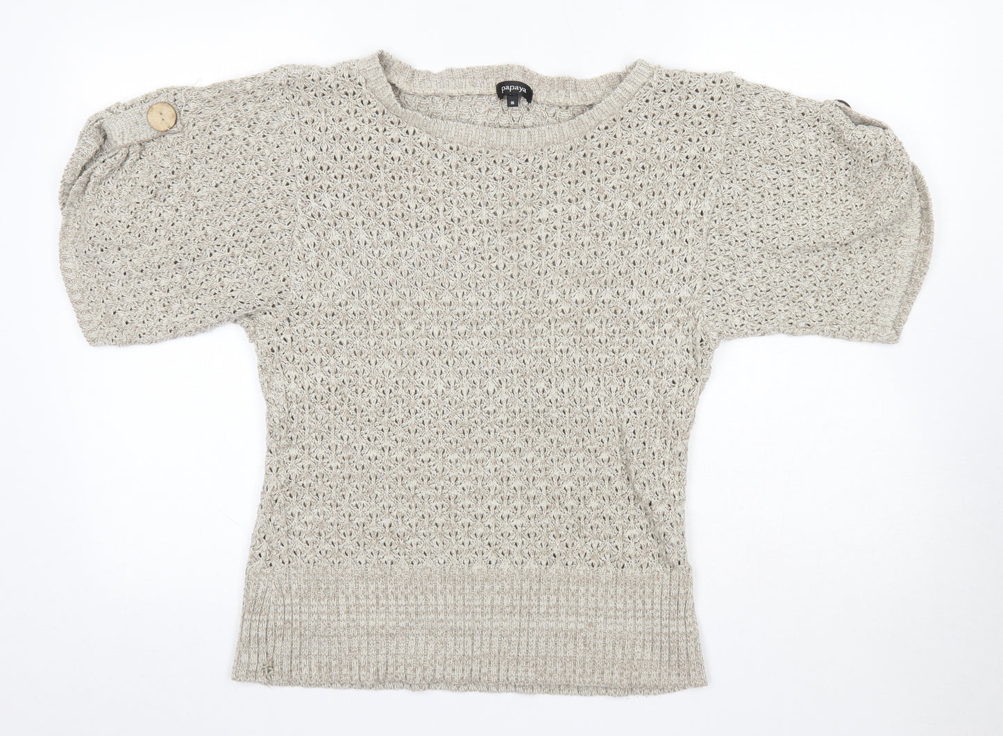 Matalan Womens Brown Round Neck  Cotton Pullover Jumper Size 16