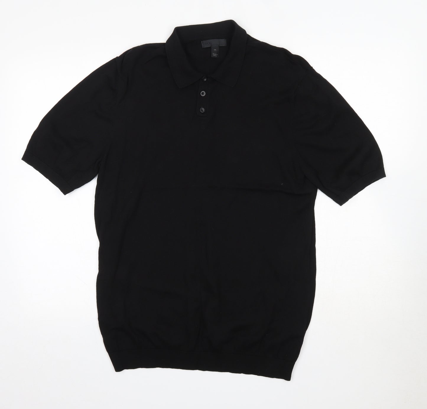 ASOS Mens Black  Cotton  Polo Size 2XL Collared  - Jumper