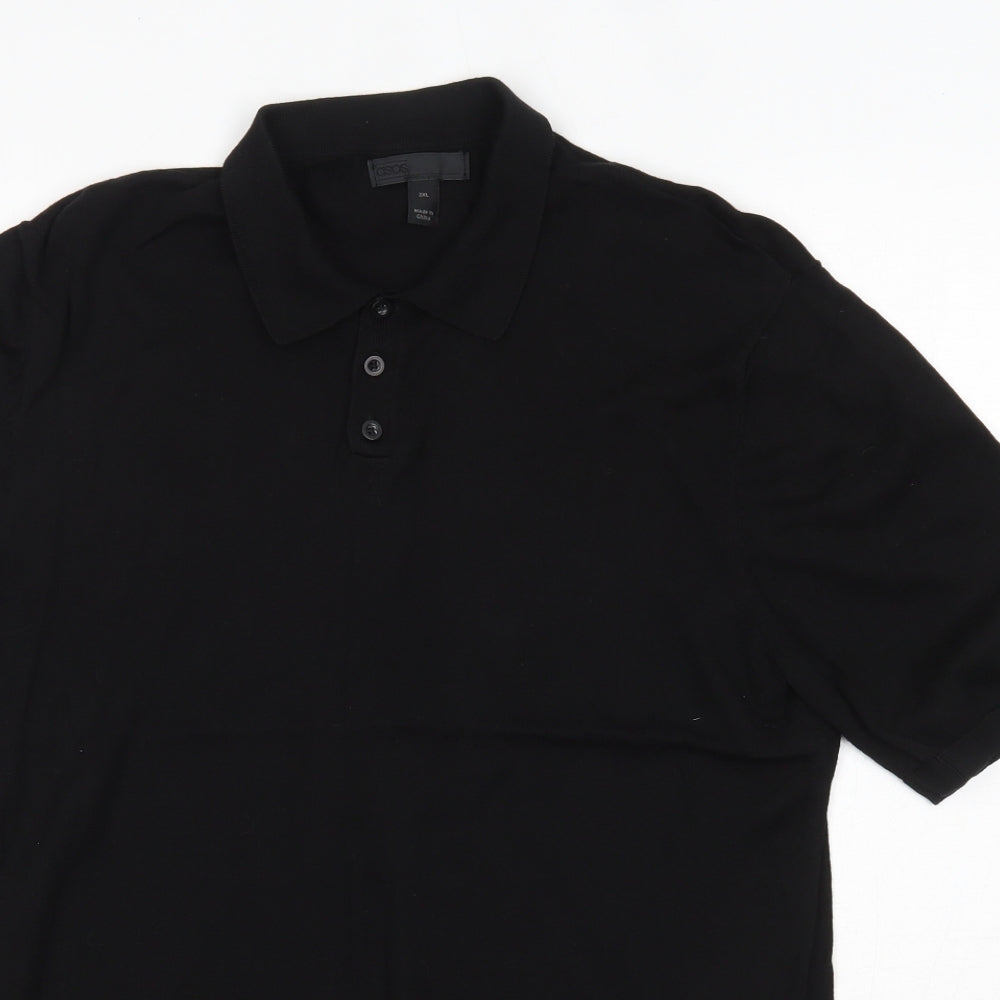 ASOS Mens Black  Cotton  Polo Size 2XL Collared  - Jumper