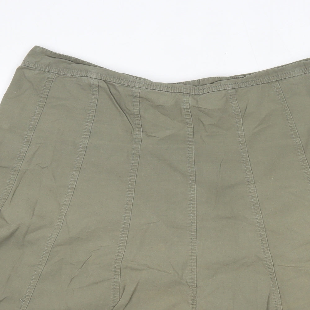 Matalan Womens Green  Cotton A-Line Skirt Size 16