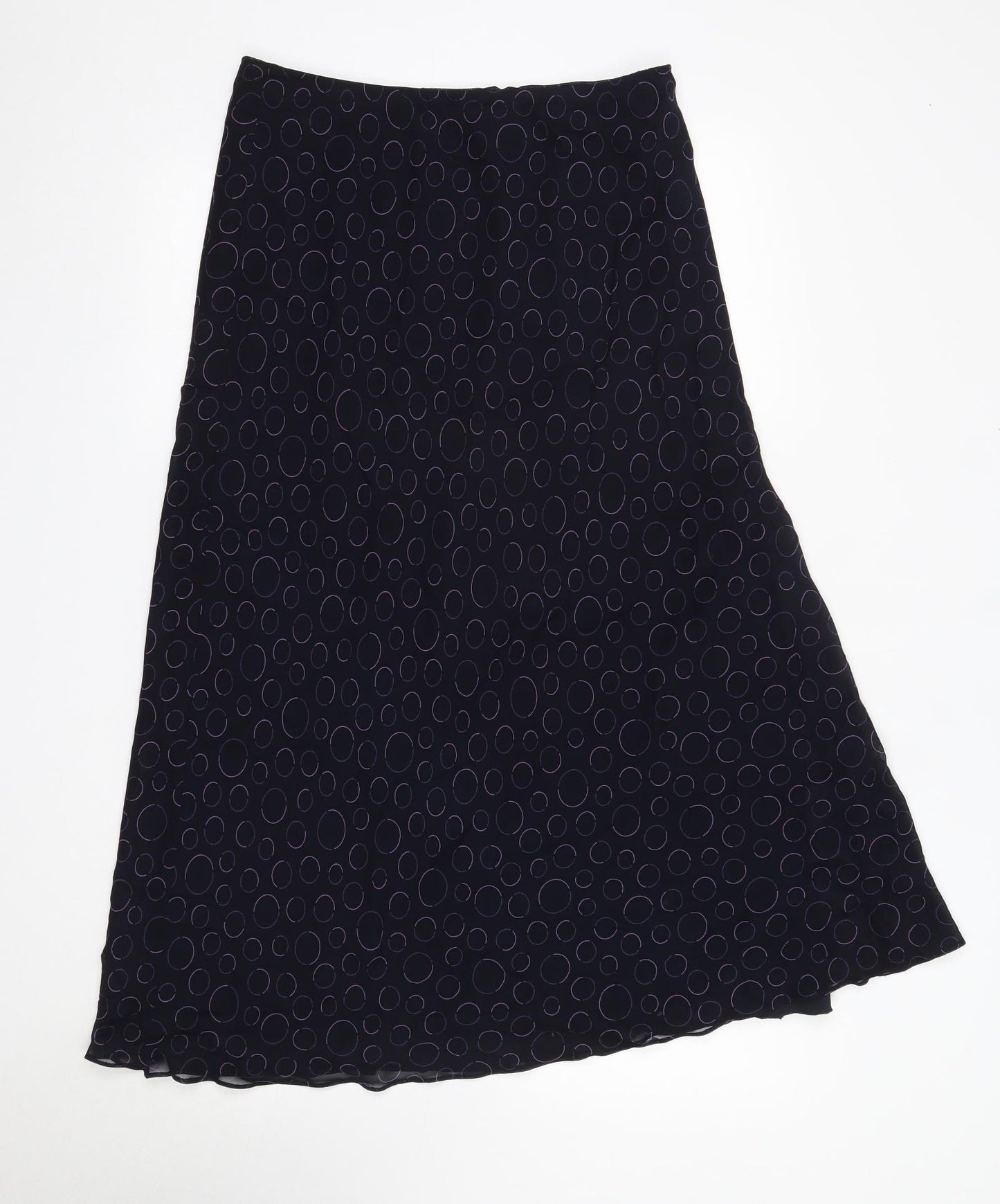 M&S Womens Blue Polka Dot Polyester A-Line Skirt Size 14