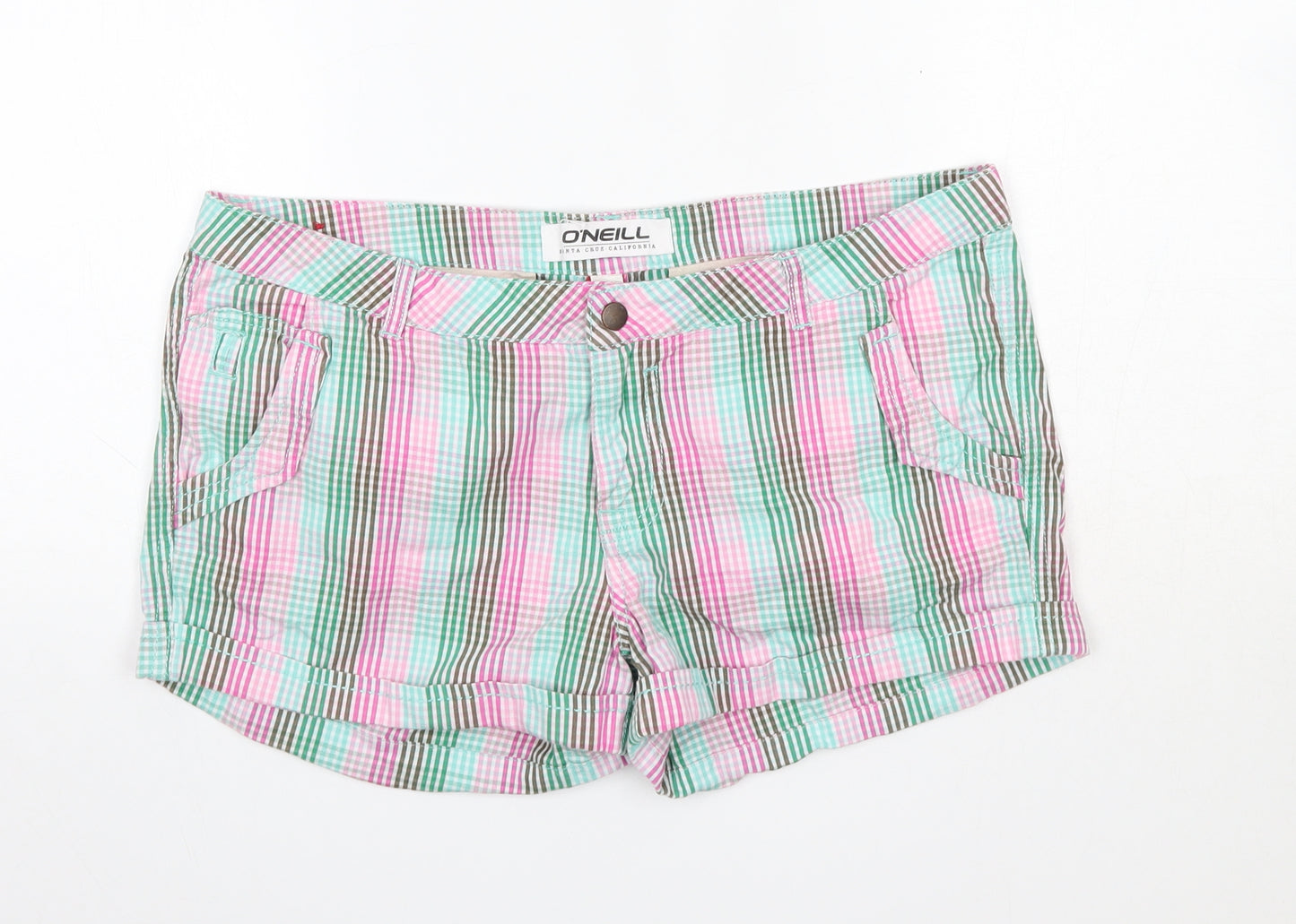 O'Neill Womens Multicoloured Check 100% Cotton Boyfriend Shorts Size 30 in  Regular
