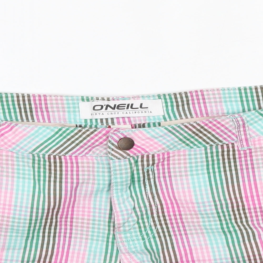 O'Neill Womens Multicoloured Check 100% Cotton Boyfriend Shorts Size 30 in  Regular