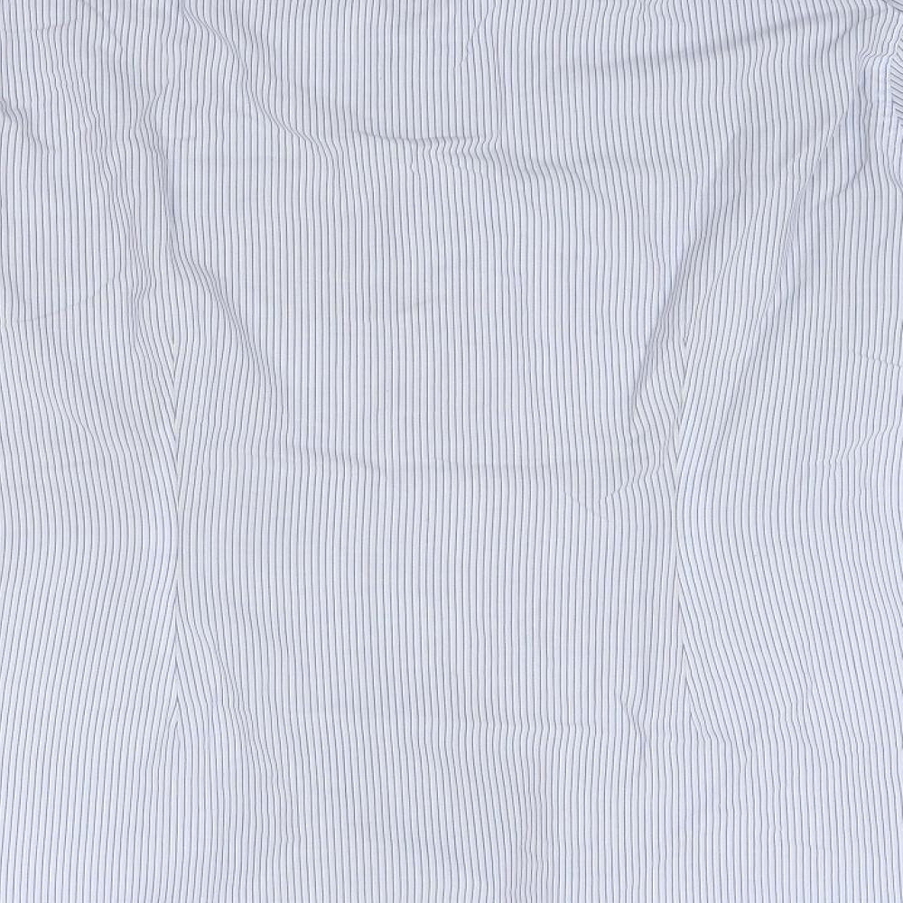 NEXT Mens Blue Striped Polyester  Dress Shirt Size 17.5 Collared