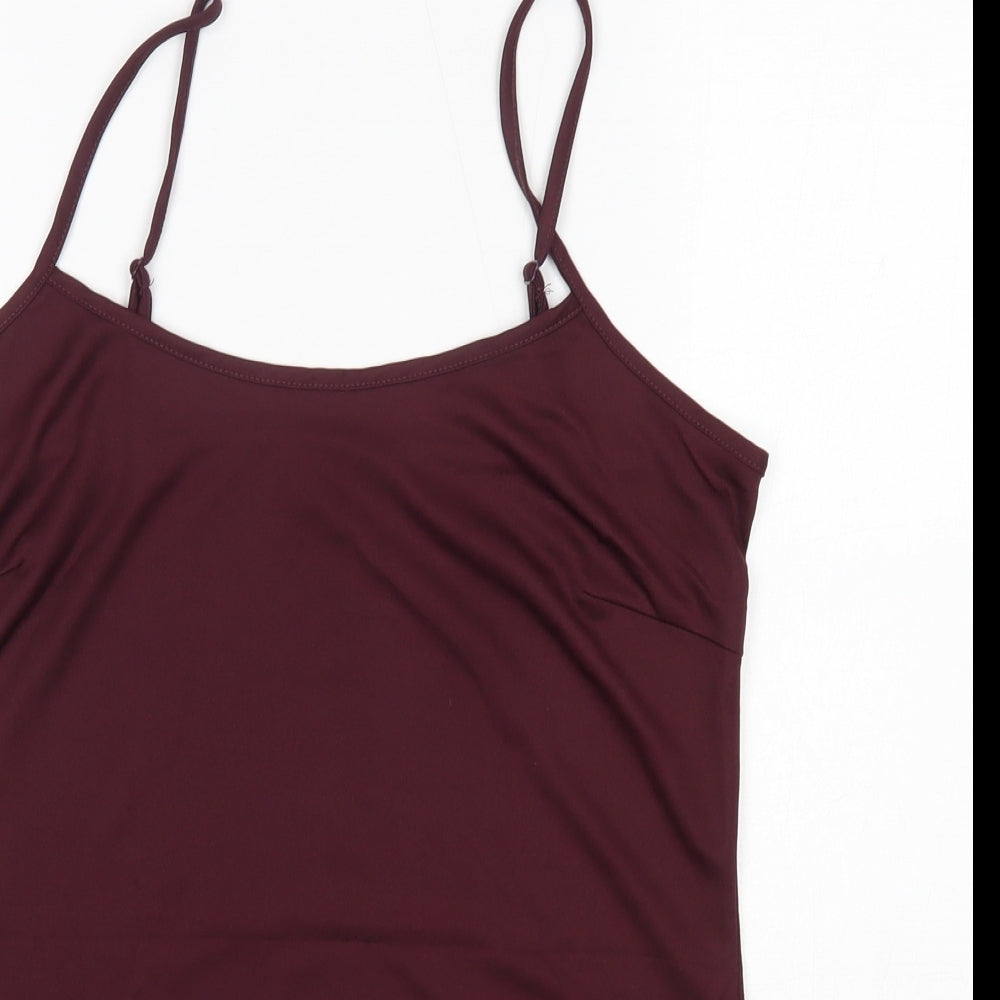 Preworn Womens Purple  Polyester Camisole Blouse Size 14 Round Neck