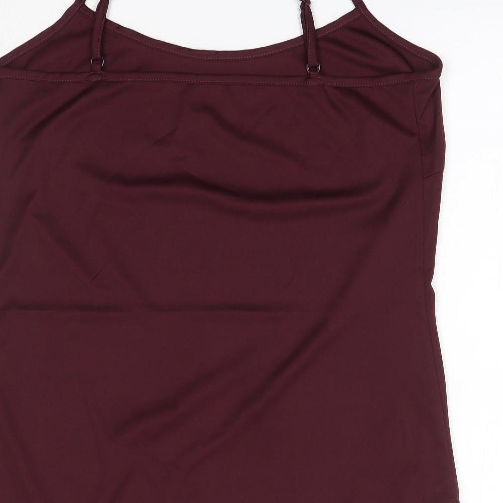 Preworn Womens Purple  Polyester Camisole Blouse Size 14 Round Neck