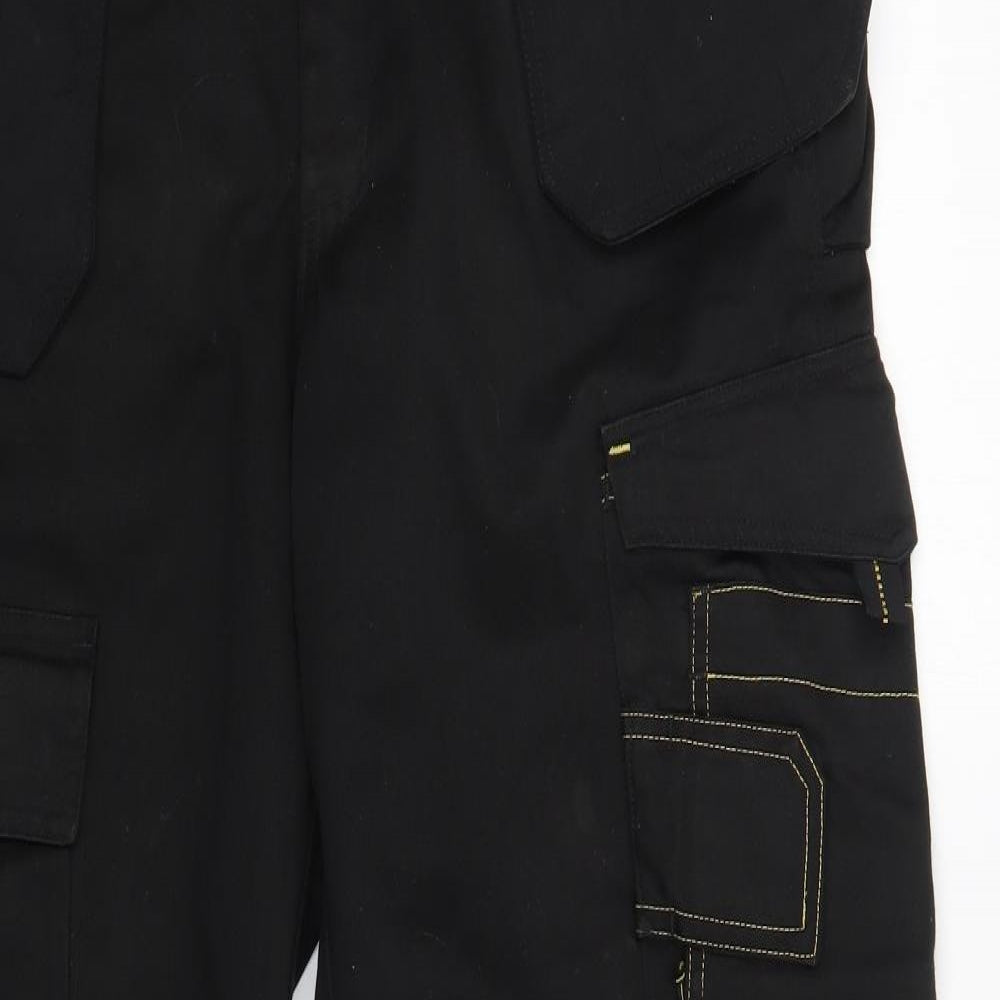 Roughneck Mens Black  Polyester Cargo Trousers Size 32 in L30 in Regular