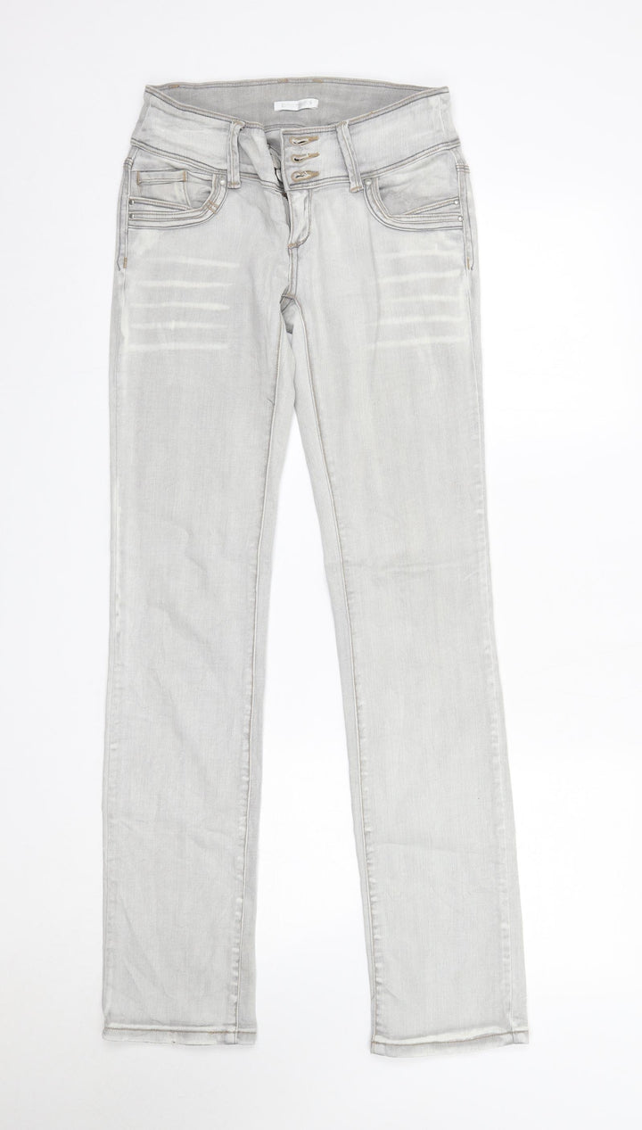 Promod Womens Grey Cotton Straight Jeans Size 8 L32 in Regular