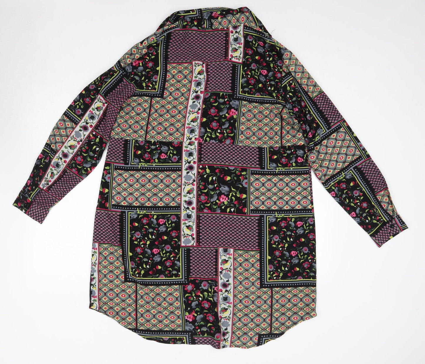 Boohoo Womens Multicoloured  Polyester Basic Blouse Size 16 Collared