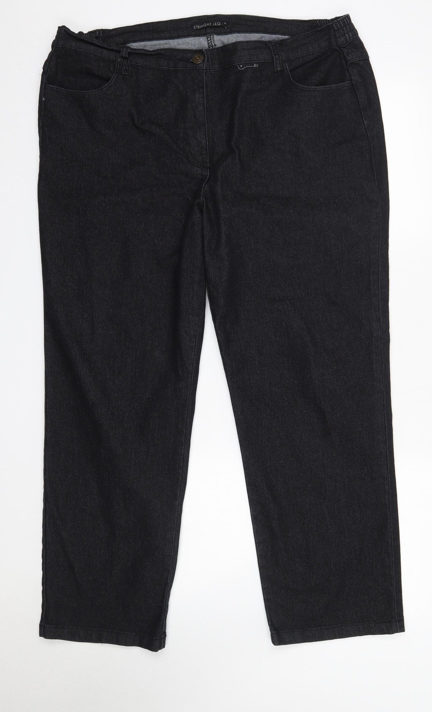 Preworn Womens Black  Cotton Straight Jeans Size 18 L27 in Regular