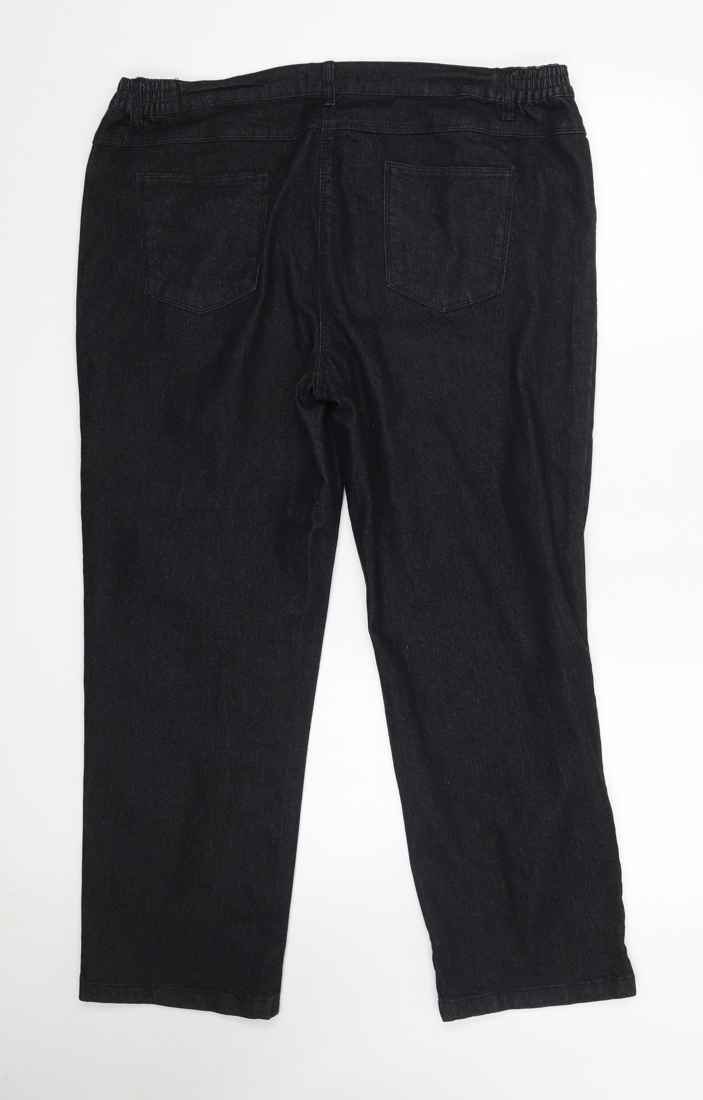 Preworn Womens Black  Cotton Straight Jeans Size 18 L27 in Regular