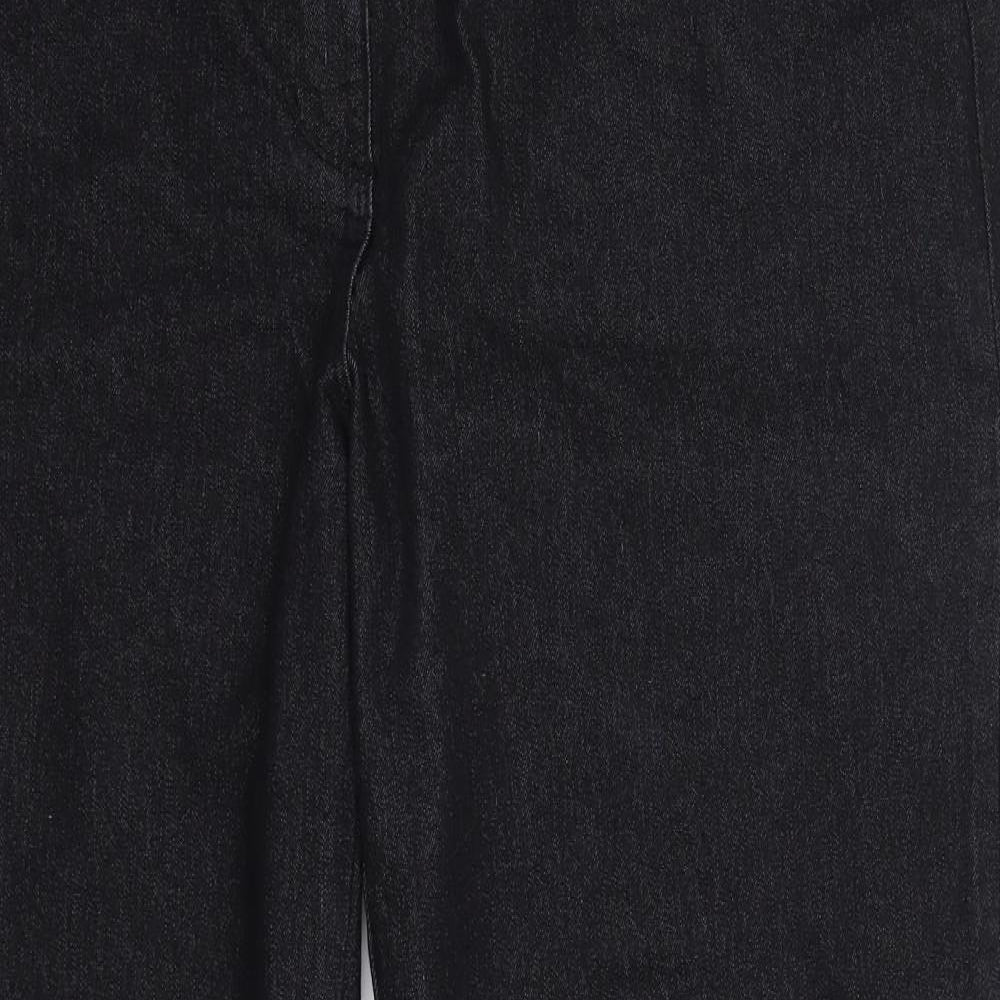 Preworn Womens Black  Cotton Straight Jeans Size 18 L27 in Regular