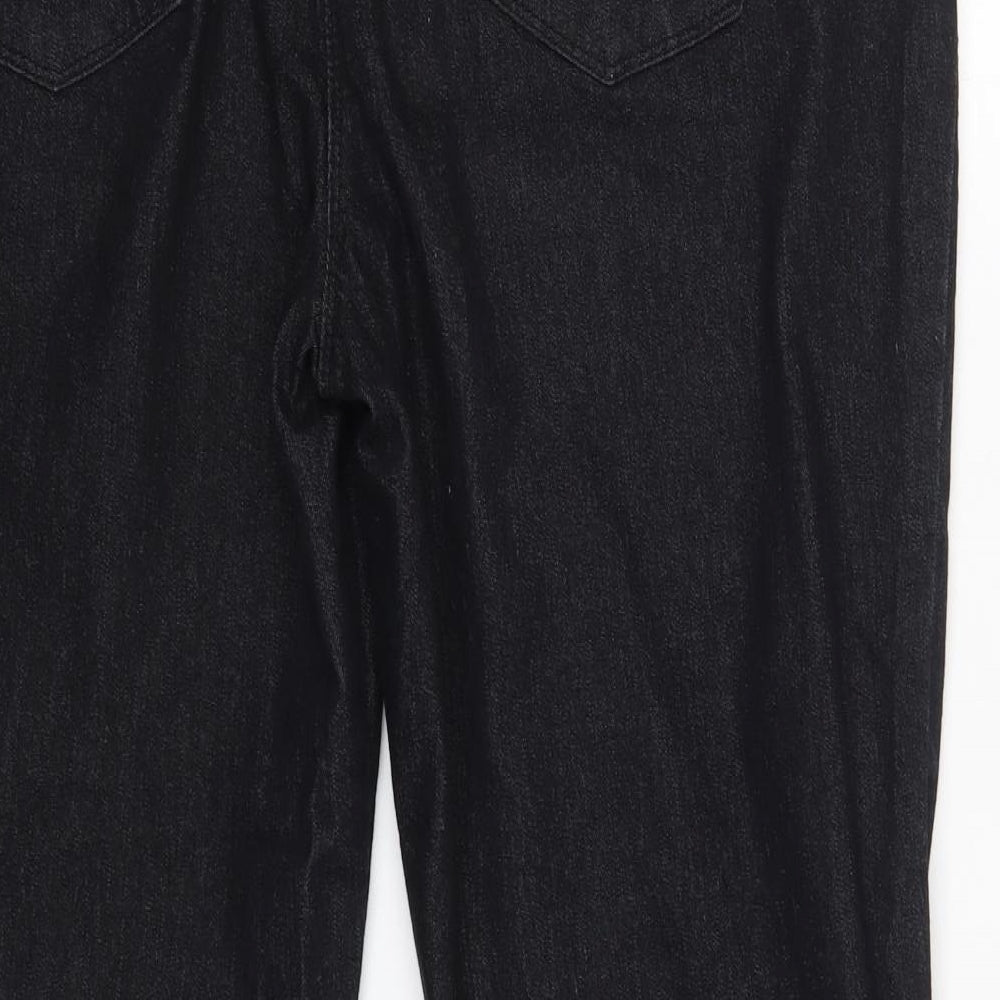 Preworn Womens Black  Cotton Straight Jeans Size 18 L27 in Regular