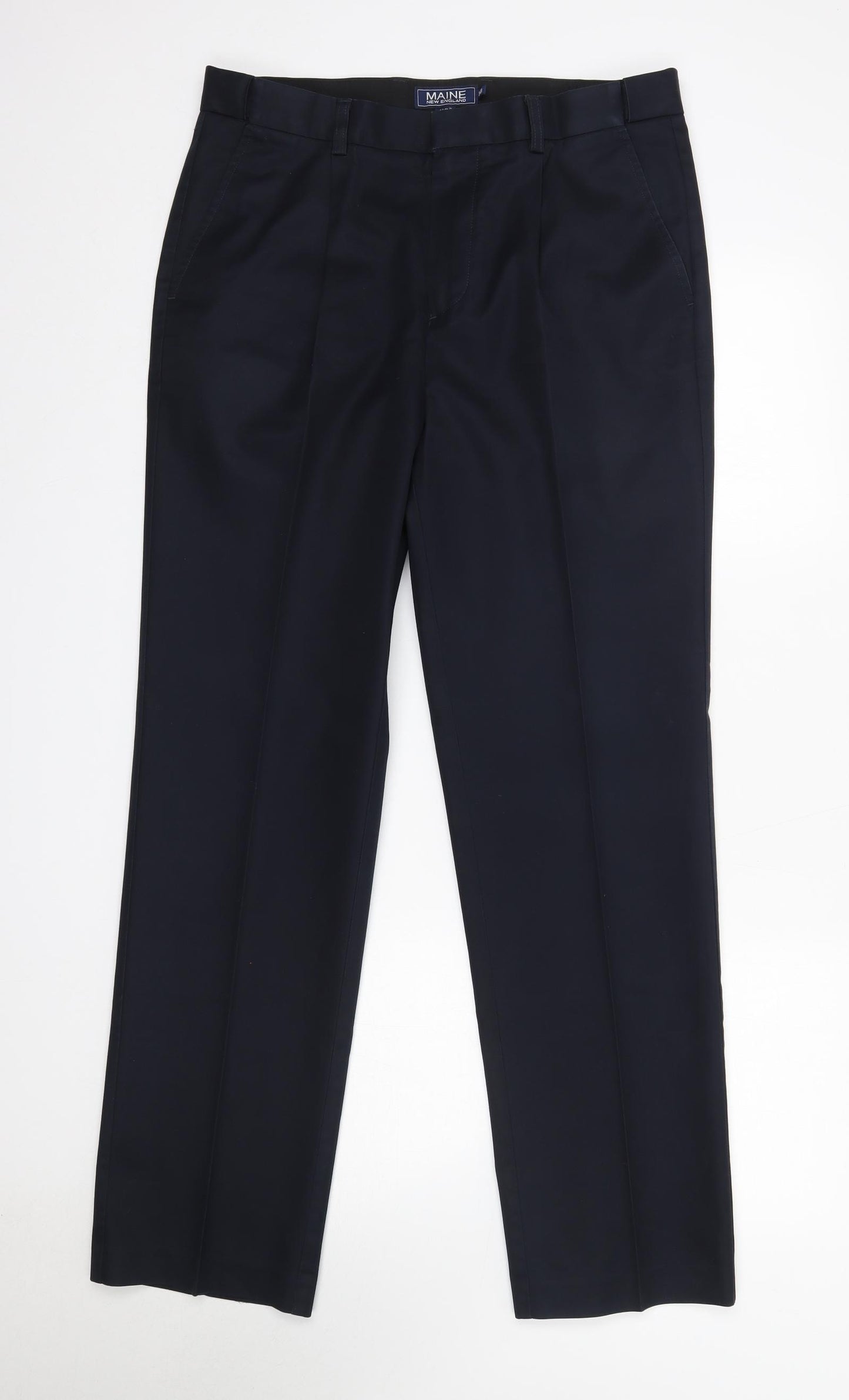 Maine Mens Blue  Cotton Dress Pants Trousers Size 34 in L31 in Regular