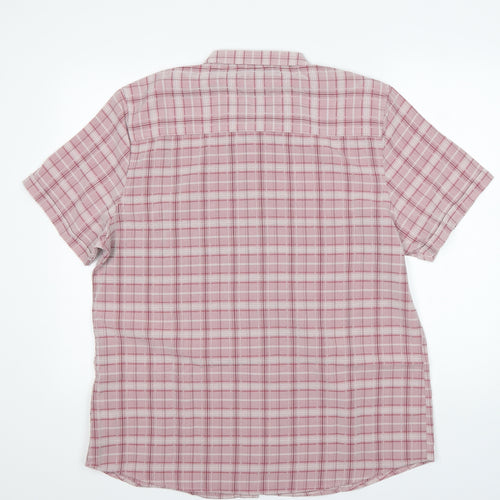 Premier Man Mens Pink Plaid Polyester  Button-Up Size L Collared