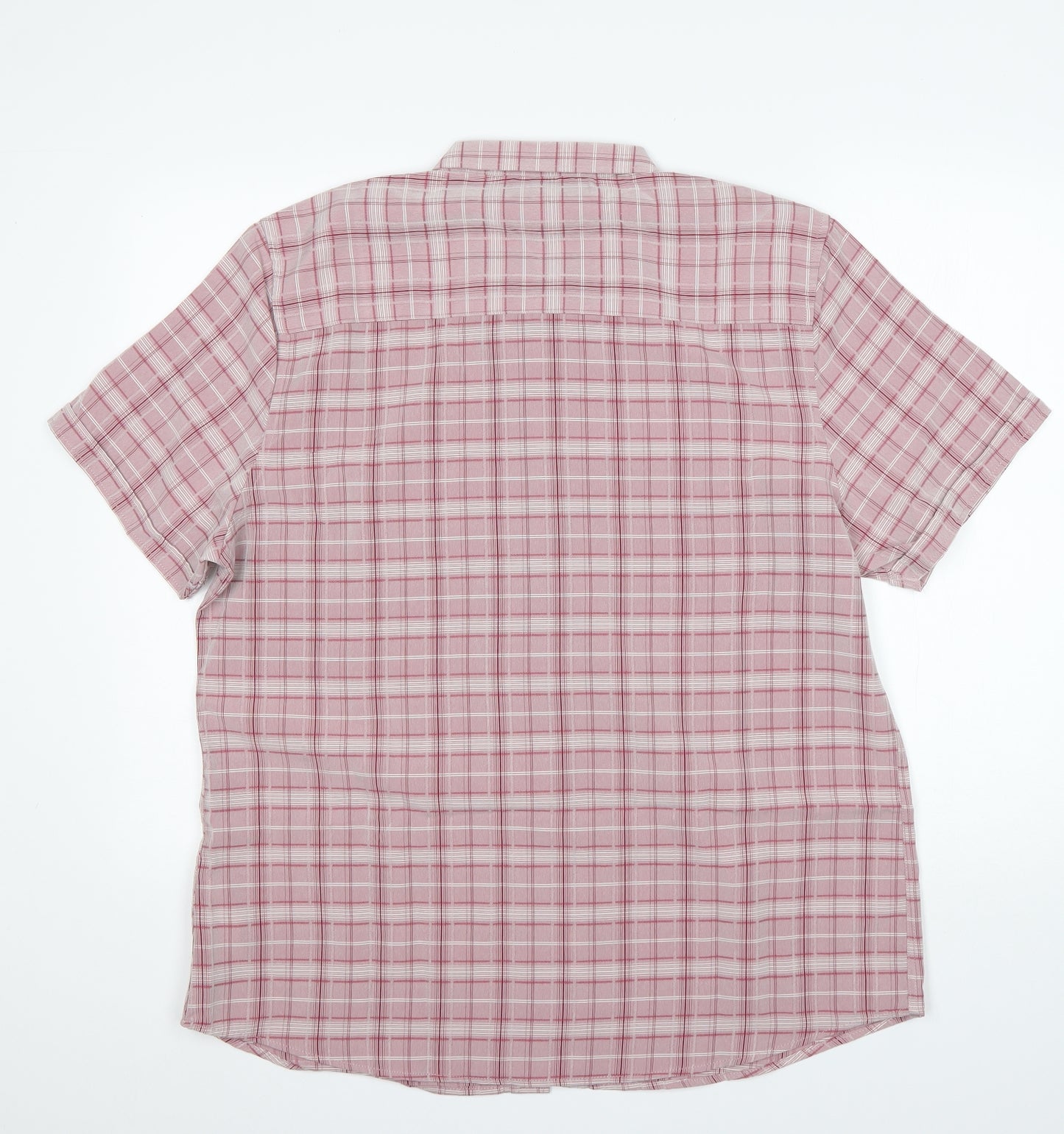 Premier Man Mens Pink Plaid Polyester  Button-Up Size L Collared
