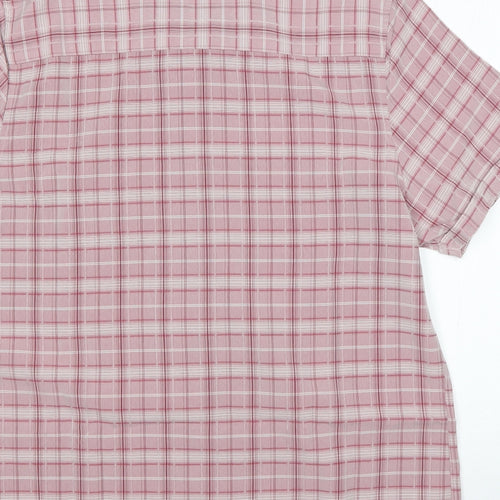 Premier Man Mens Pink Plaid Polyester  Button-Up Size L Collared