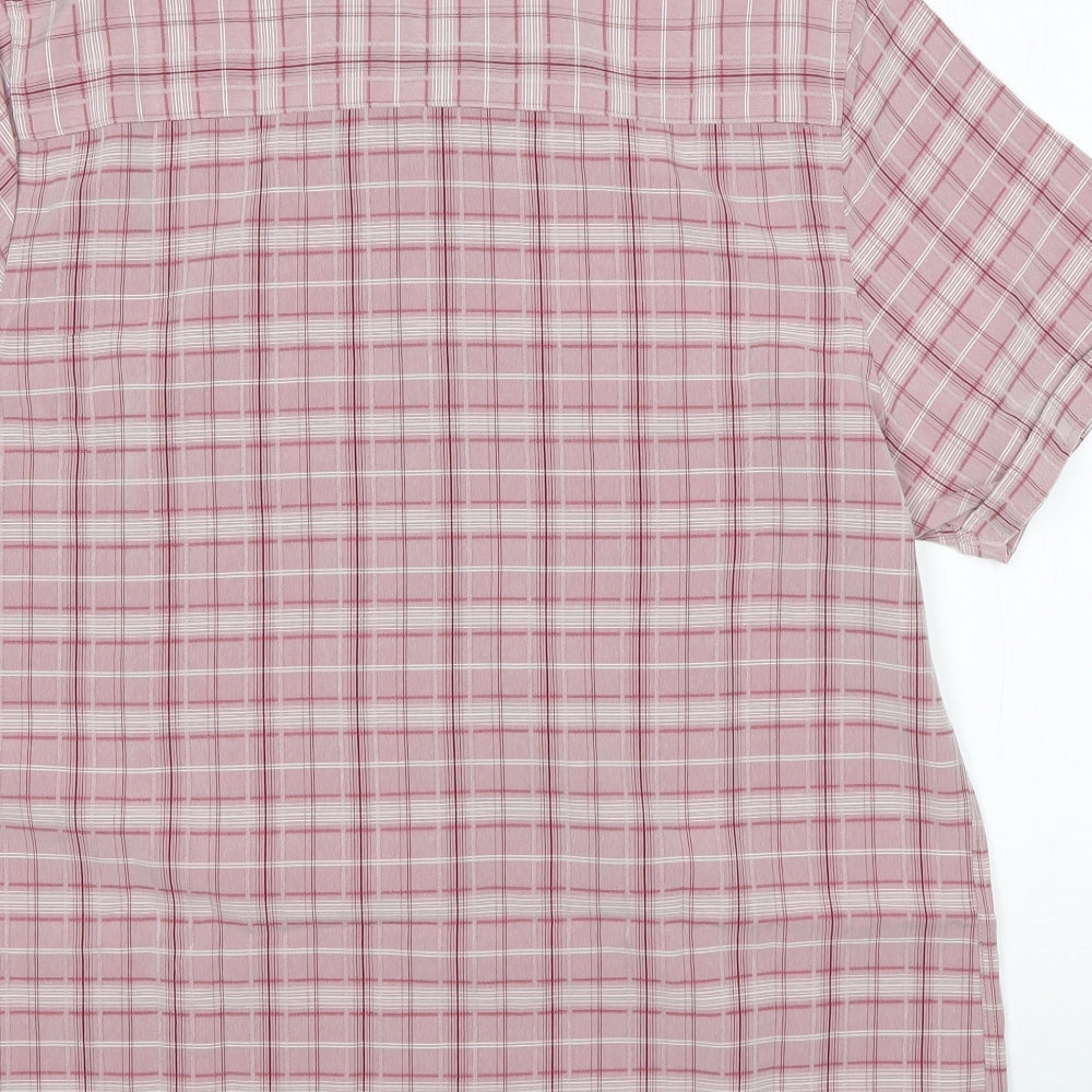 Premier Man Mens Pink Plaid Polyester  Button-Up Size L Collared