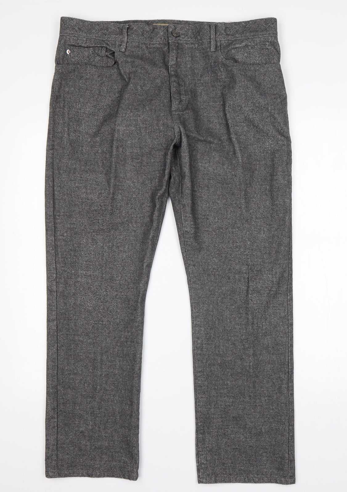 M&S Mens Grey  Cotton Trousers  Size 36 L29 in Regular