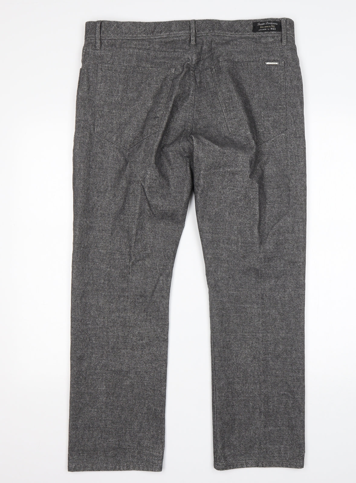 M&S Mens Grey  Cotton Trousers  Size 36 L29 in Regular
