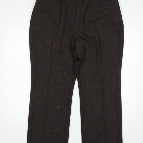 M&S Mens Brown  Polyester Trousers  Size 20 L28 in Regular