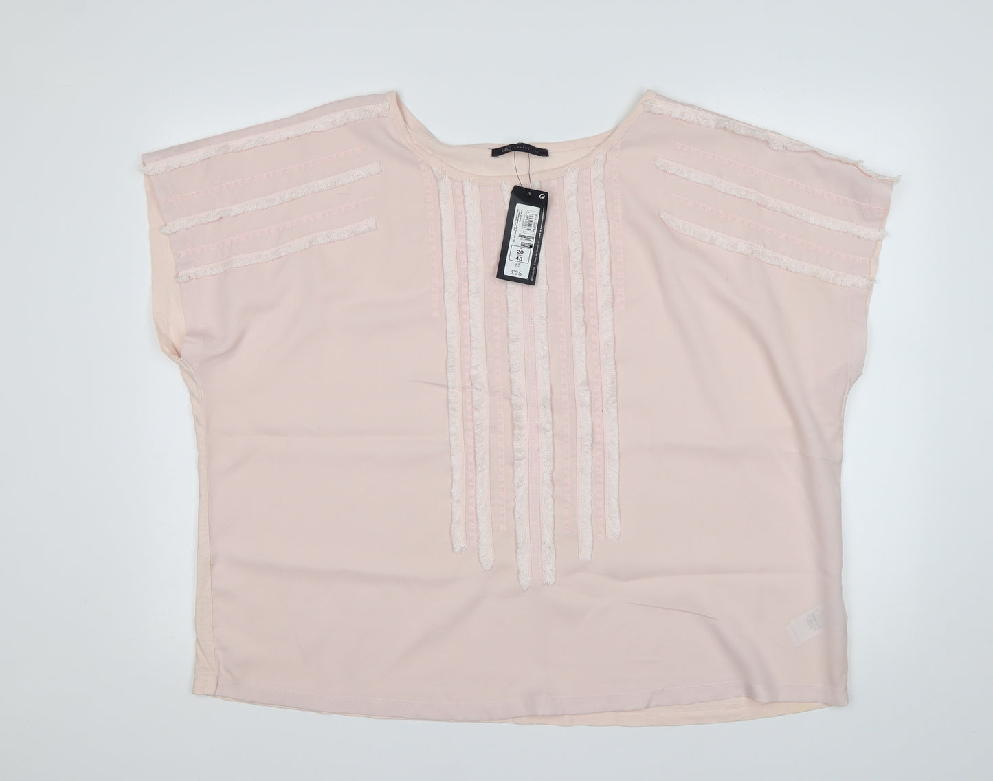 M&S Womens Pink  Cotton Basic Blouse Size 20 Round Neck
