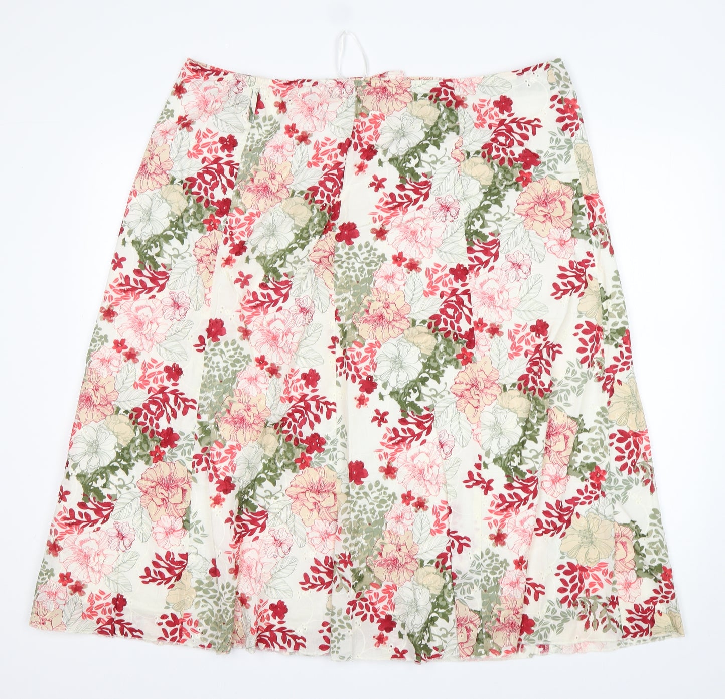 M&S Womens Multicoloured Floral Cotton A-Line Skirt Size 20