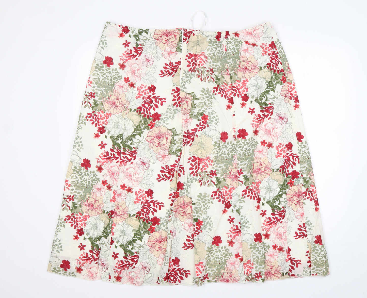 M&S Womens Multicoloured Floral Cotton A-Line Skirt Size 20