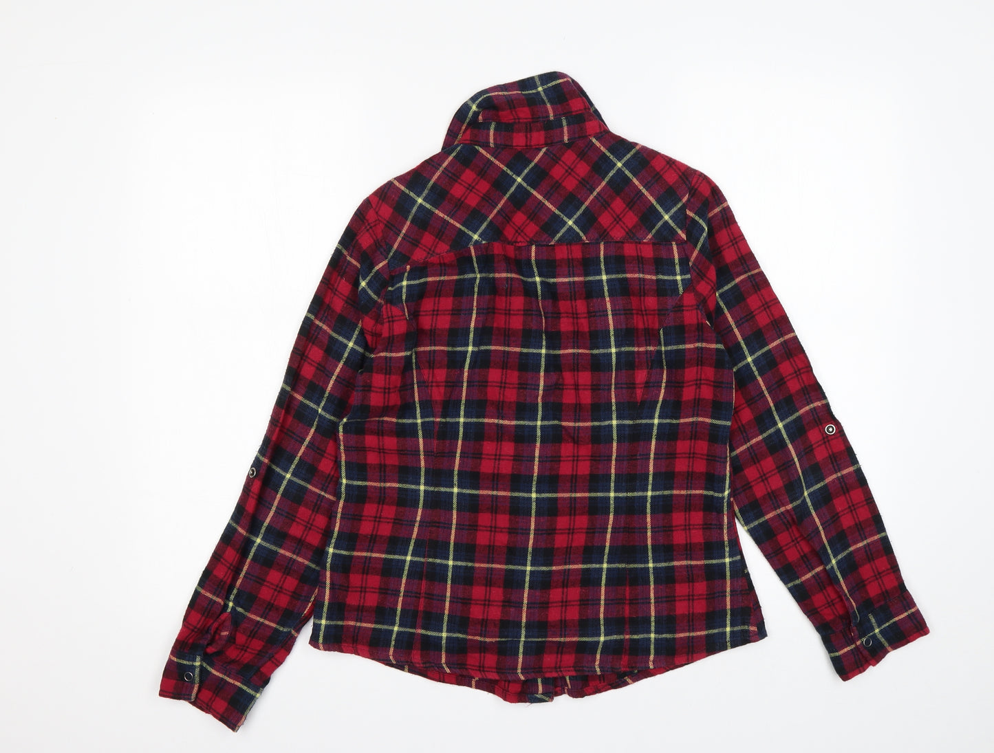 New Look Womens Multicoloured Plaid Cotton Basic Button-Up Size 12 Collared