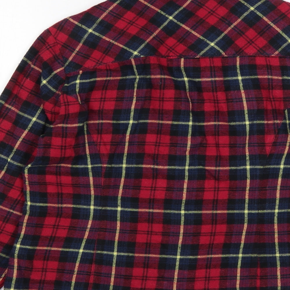 New Look Womens Multicoloured Plaid Cotton Basic Button-Up Size 12 Collared