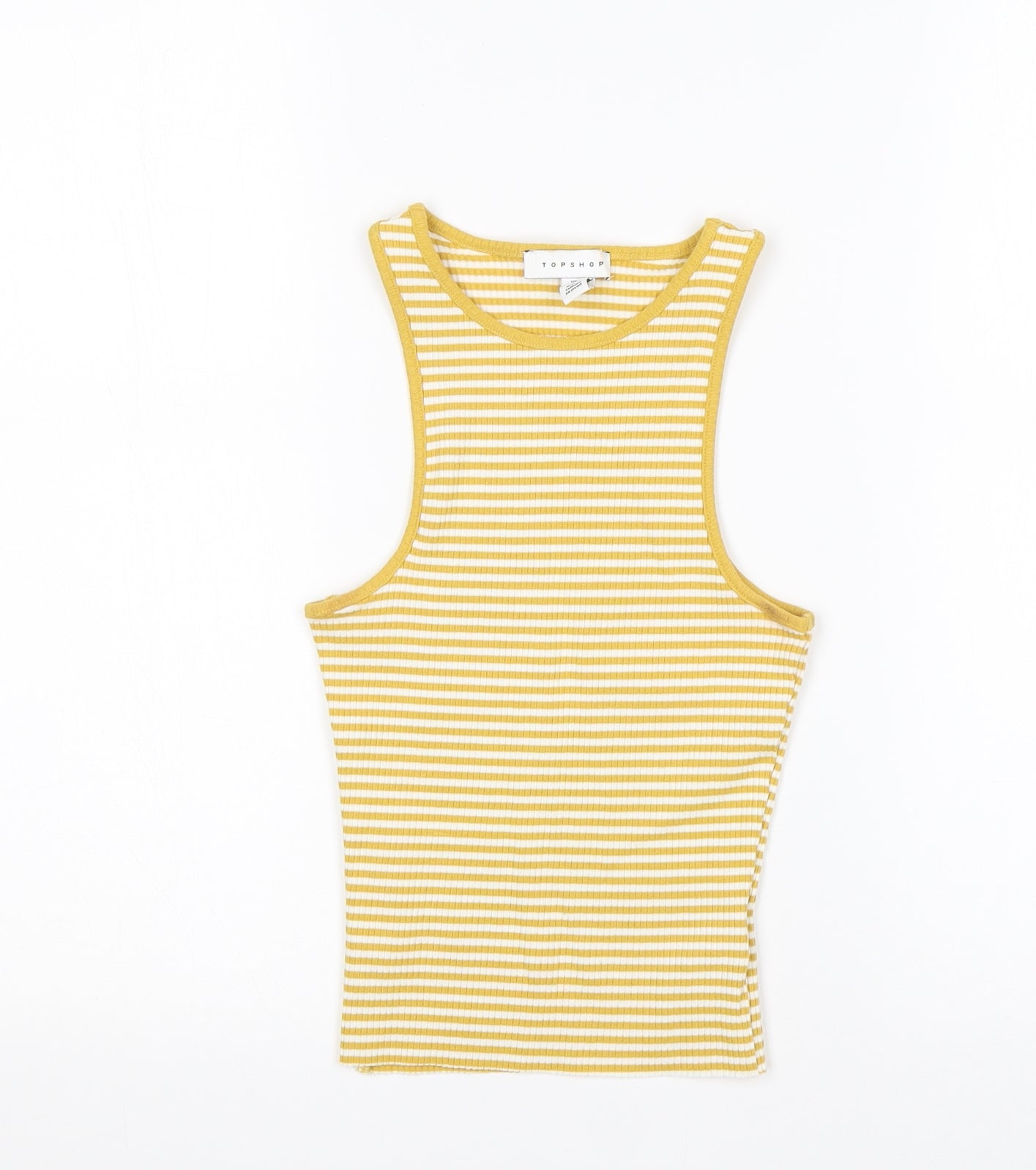 Topshop Womens Multicoloured Striped Cotton Basic Tank Size 8 Round Neck
