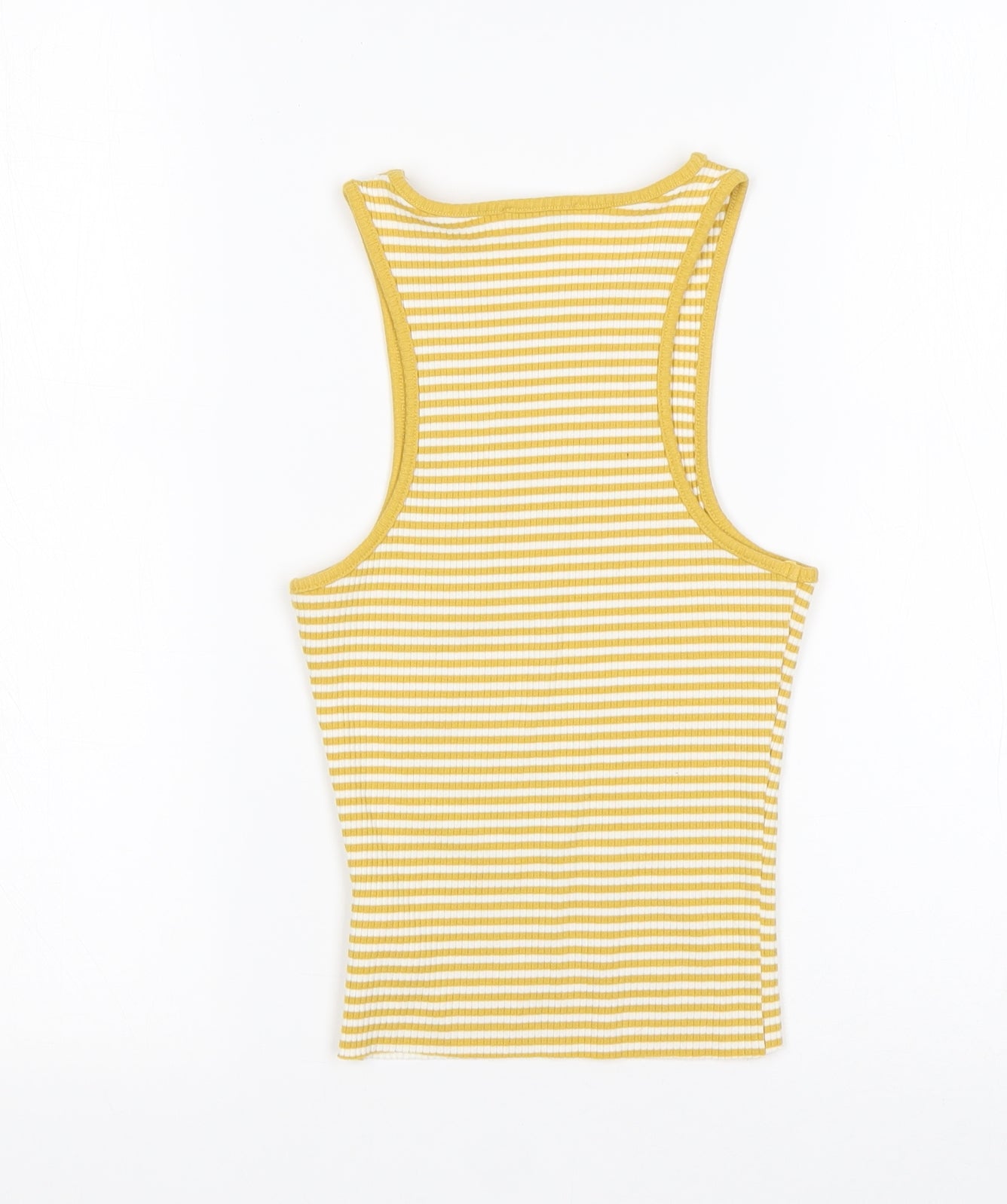 Topshop Womens Multicoloured Striped Cotton Basic Tank Size 8 Round Neck