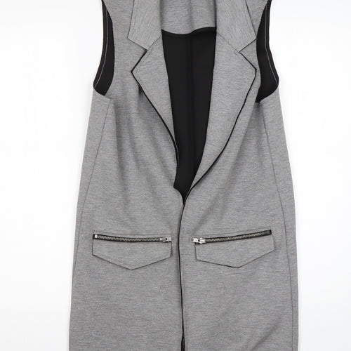 Topshop Womens Grey  Polyester Jacket Blazer Size 8