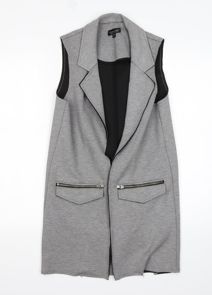 Topshop Womens Grey Polyester Jacket Blazer Size 8