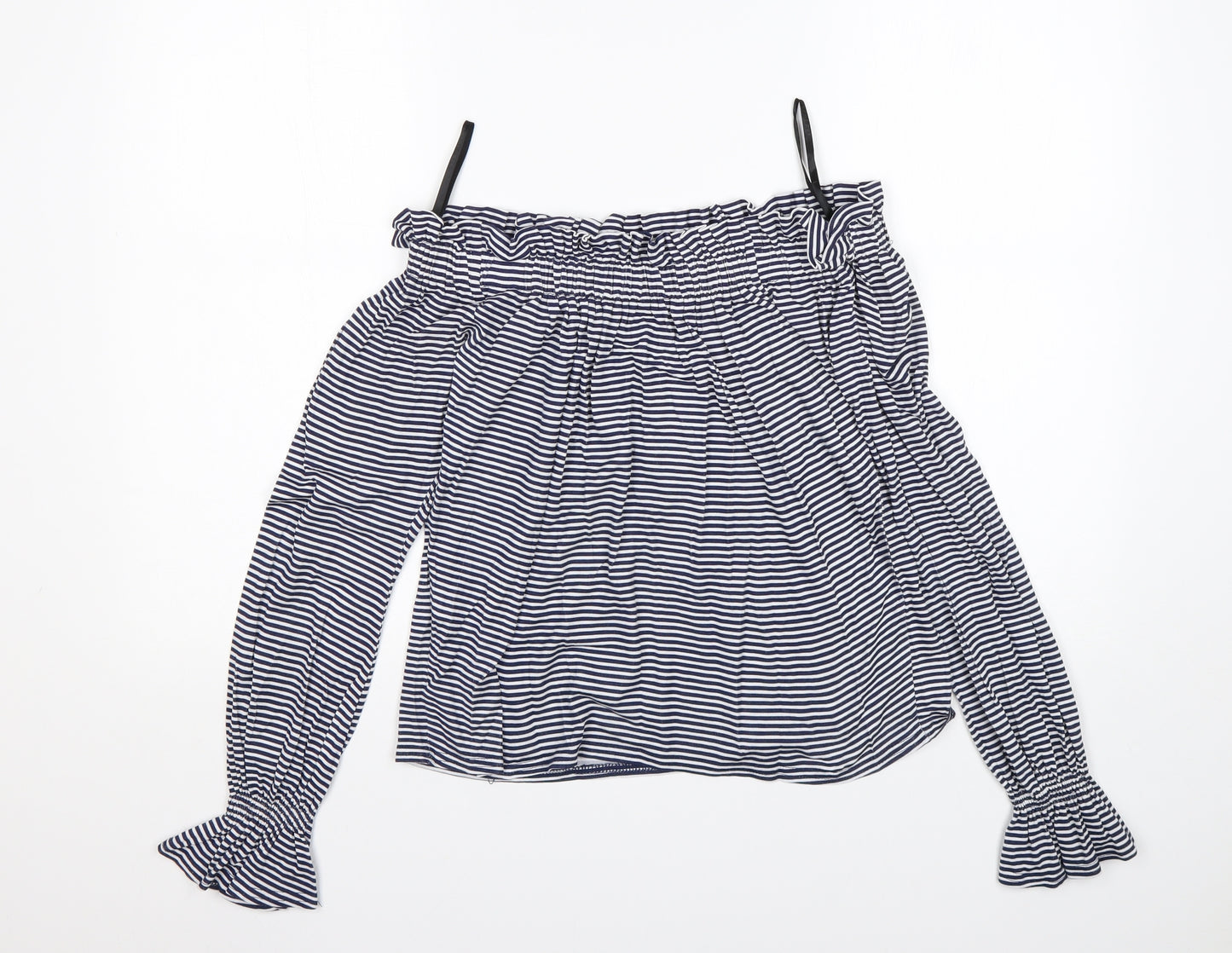 Atmosphere Womens Multicoloured Striped Viscose Basic T-Shirt Size 6 Boat Neck