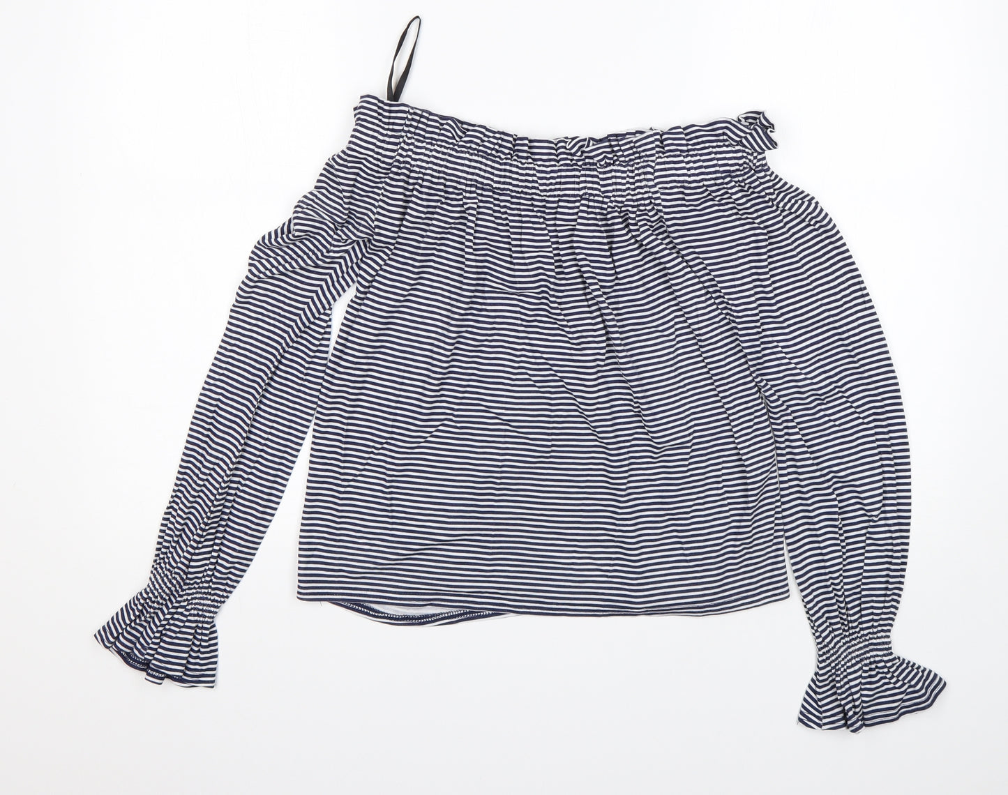 Atmosphere Womens Multicoloured Striped Viscose Basic T-Shirt Size 6 Boat Neck