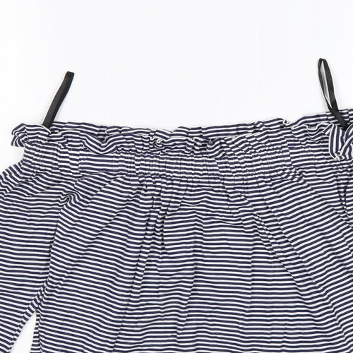 Atmosphere Womens Multicoloured Striped Viscose Basic T-Shirt Size 6 Boat Neck
