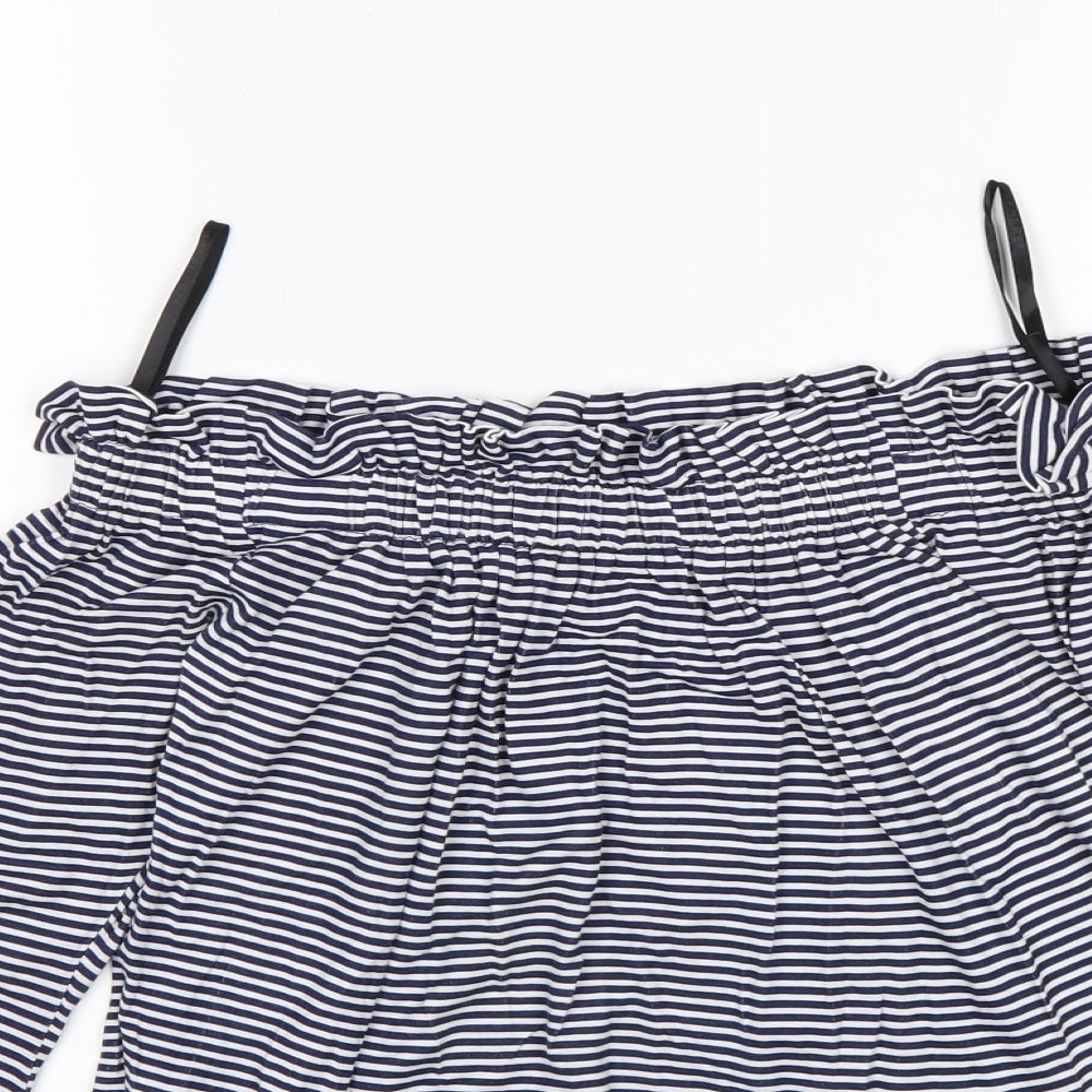 Atmosphere Womens Multicoloured Striped Viscose Basic T-Shirt Size 6 Boat Neck