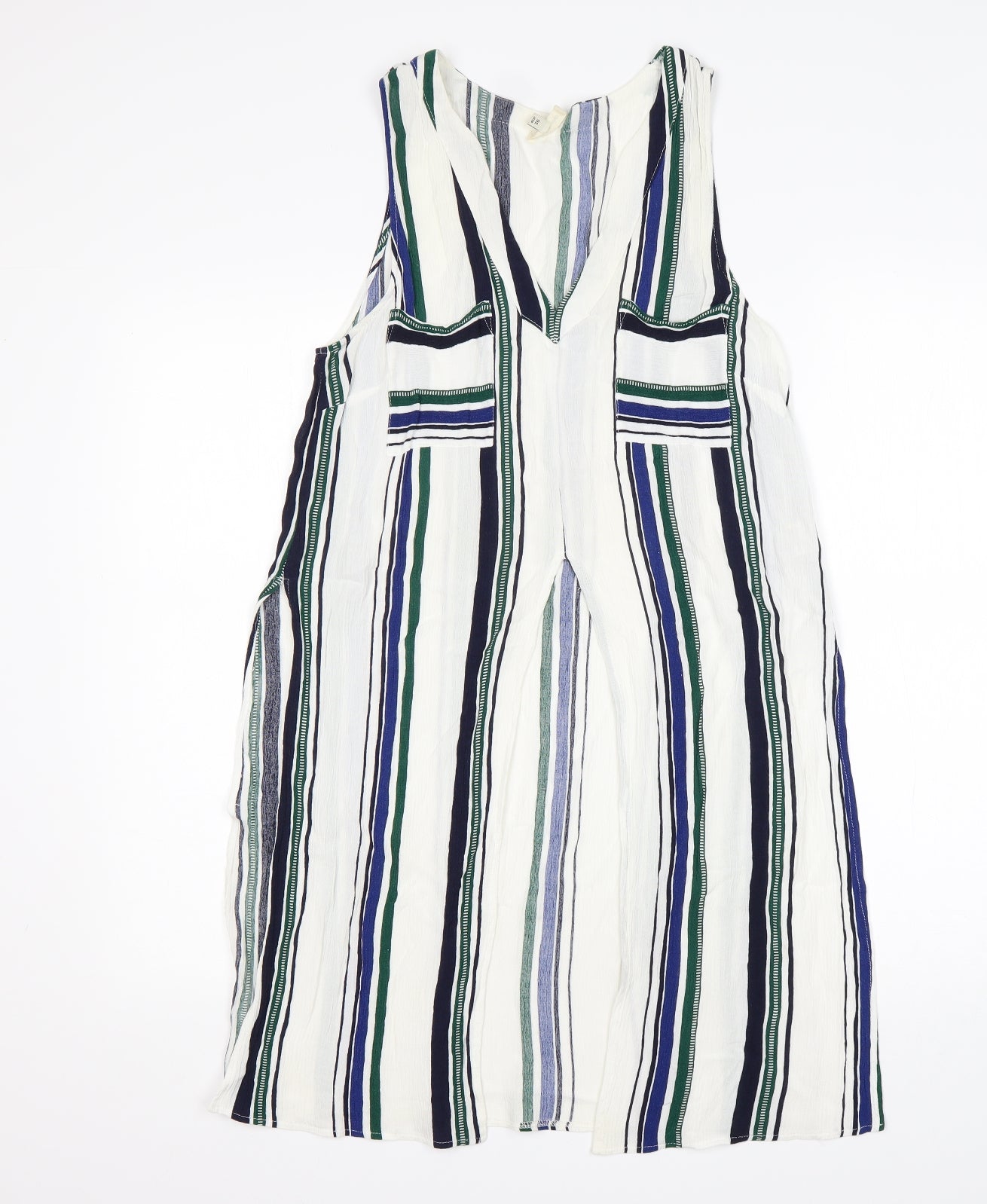 River Island Womens Multicoloured Striped Viscose Basic Blouse Size 10 V-Neck