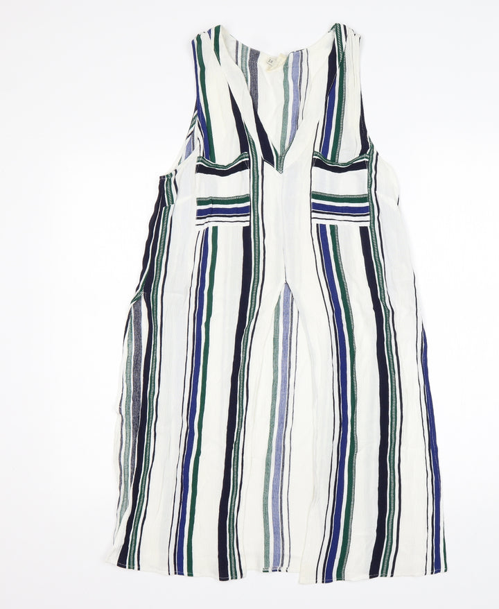 River Island Womens Multicoloured Striped Viscose Basic Blouse Size 10 V-Neck
