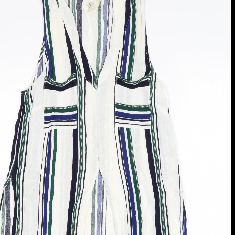 River Island Womens Multicoloured Striped Viscose Basic Blouse Size 10 V-Neck