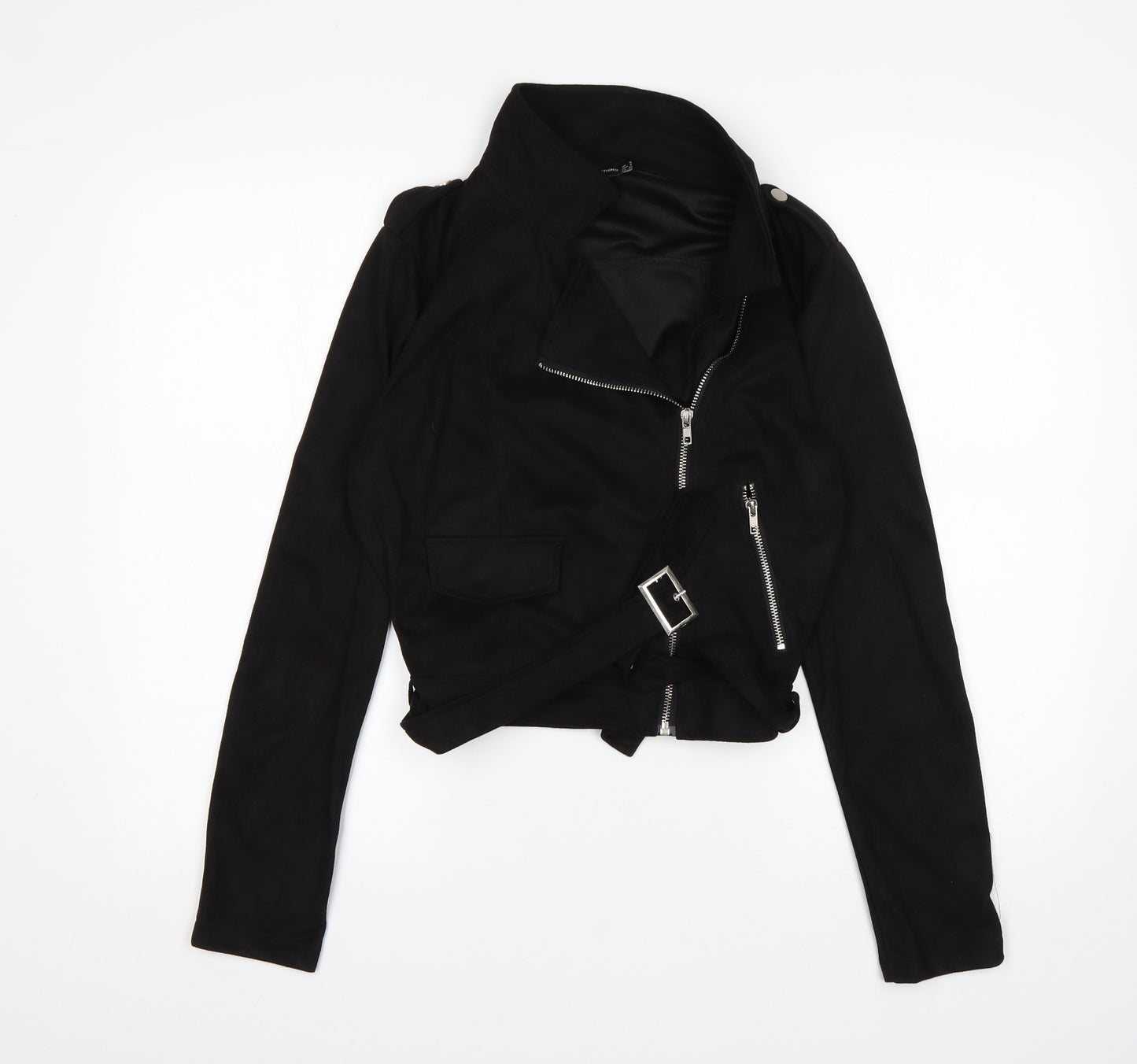 PRETTYLITTLETHING Womens Black   Biker Jacket Size 8