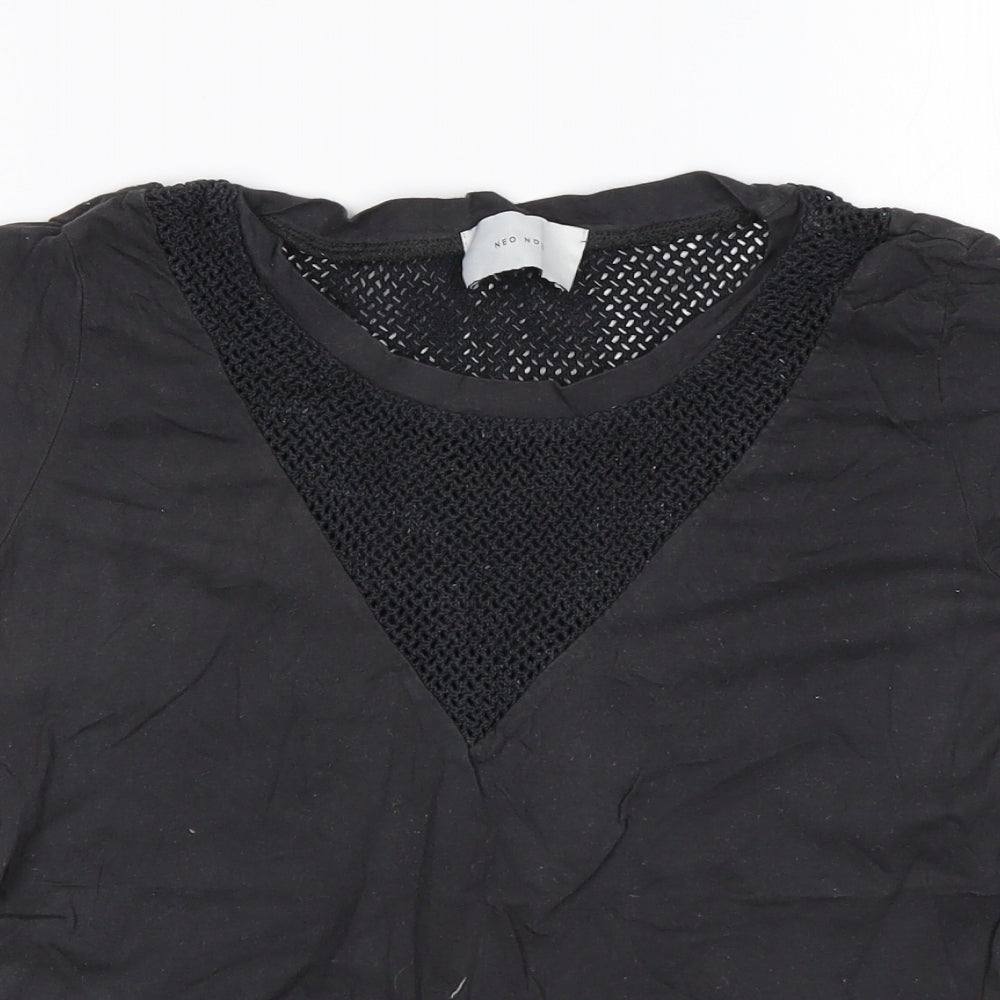 Neo Noir Womens Black  Cotton Basic T-Shirt Size S Round Neck